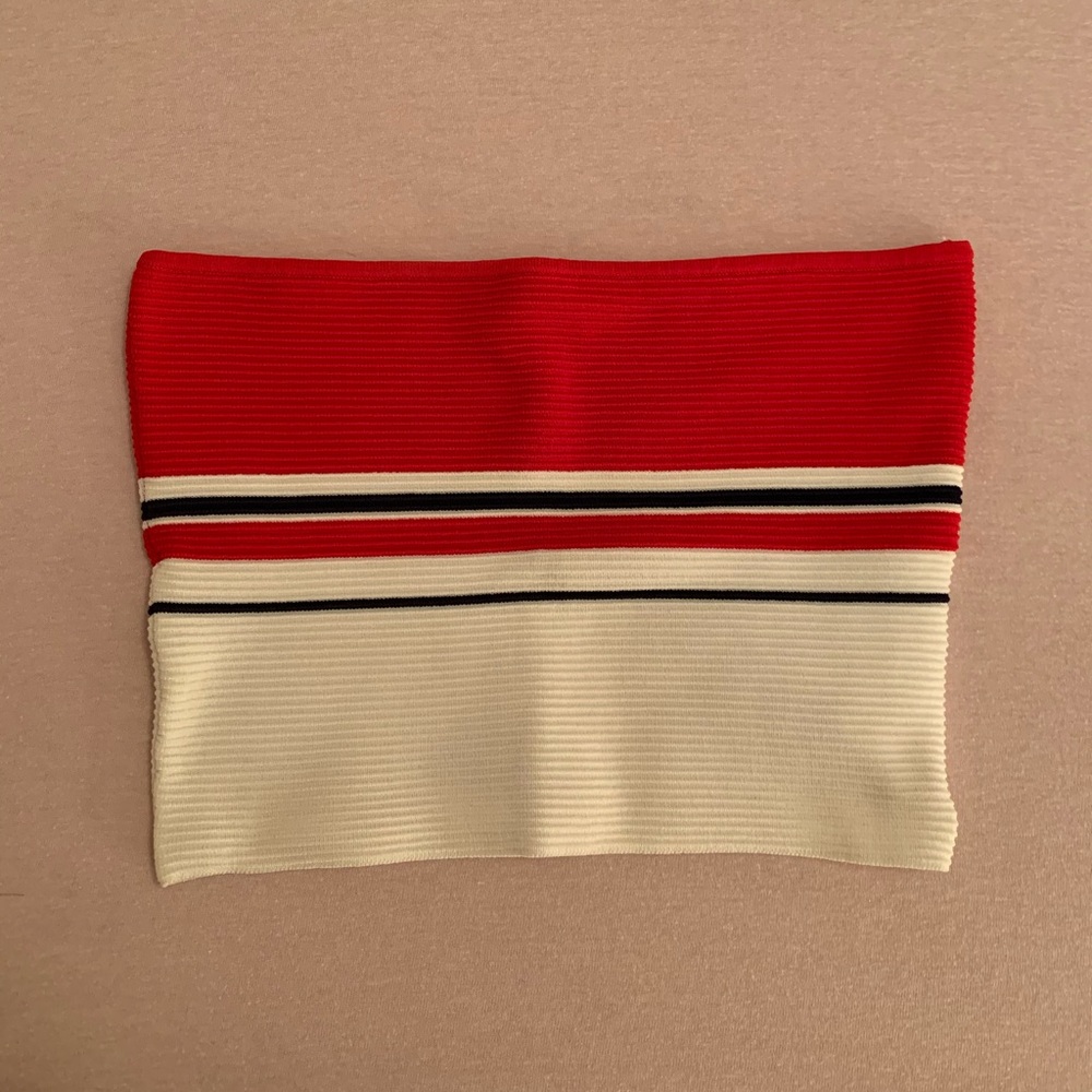 L.A. Hearts ribbed tube crop top red and white